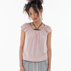 EXPIRED GIRL Soft Shirring Top Pale Pink