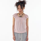 EXPIRED GIRL Soft Shirring Top Pale Pink