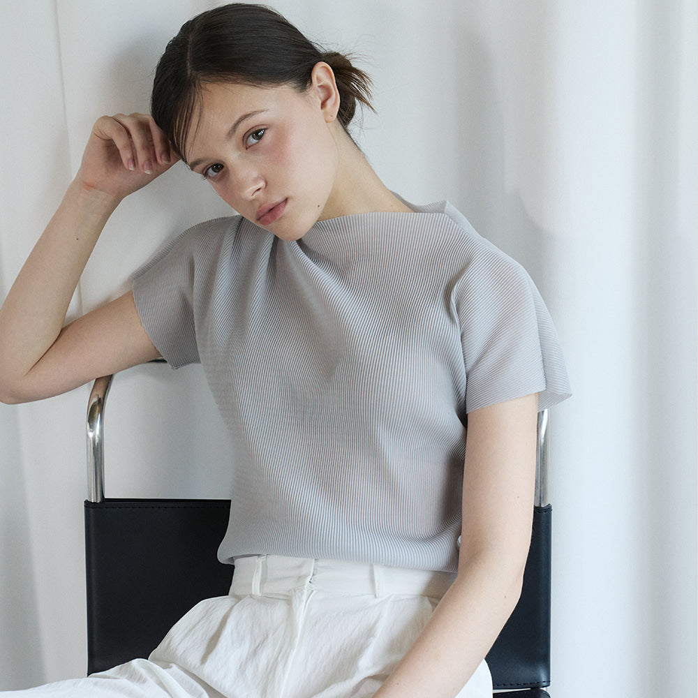 bibyseob Mockneck pleated t-shirt gray [T62]