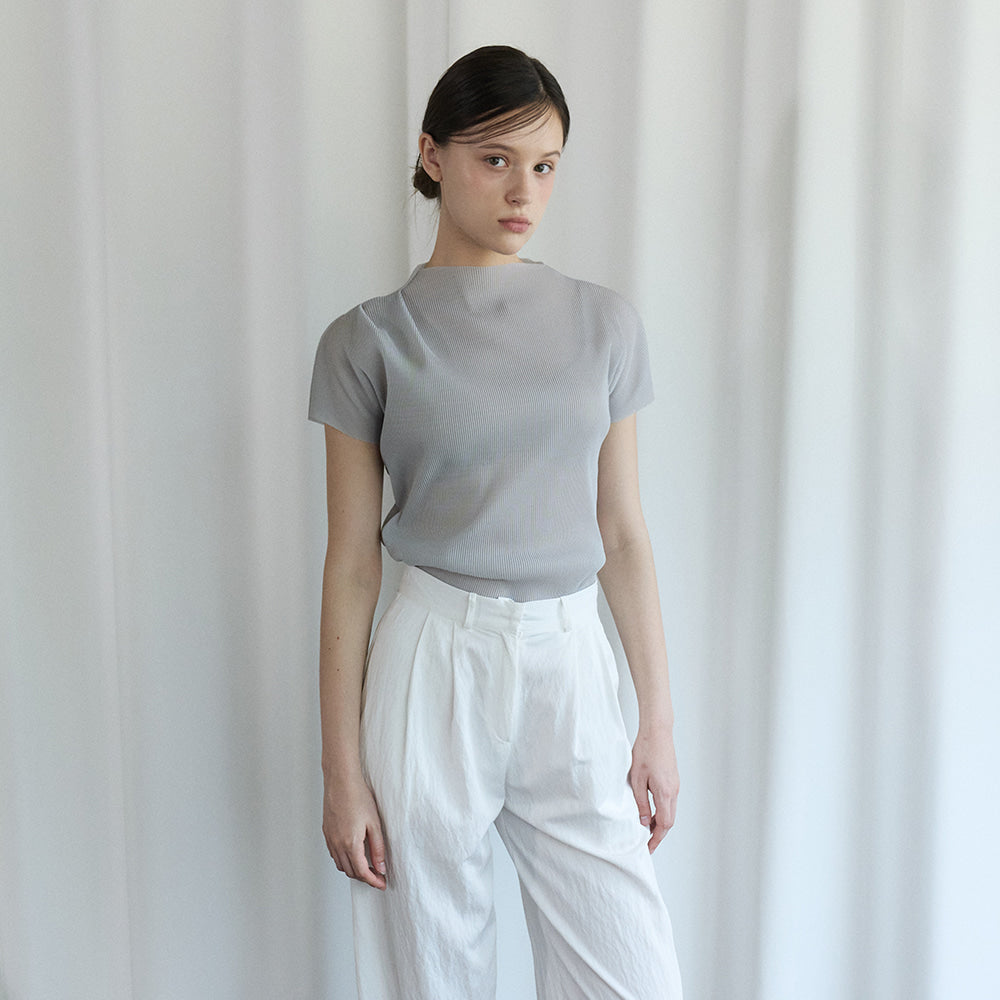 bibyseob Mockneck pleated t-shirt gray [T62]