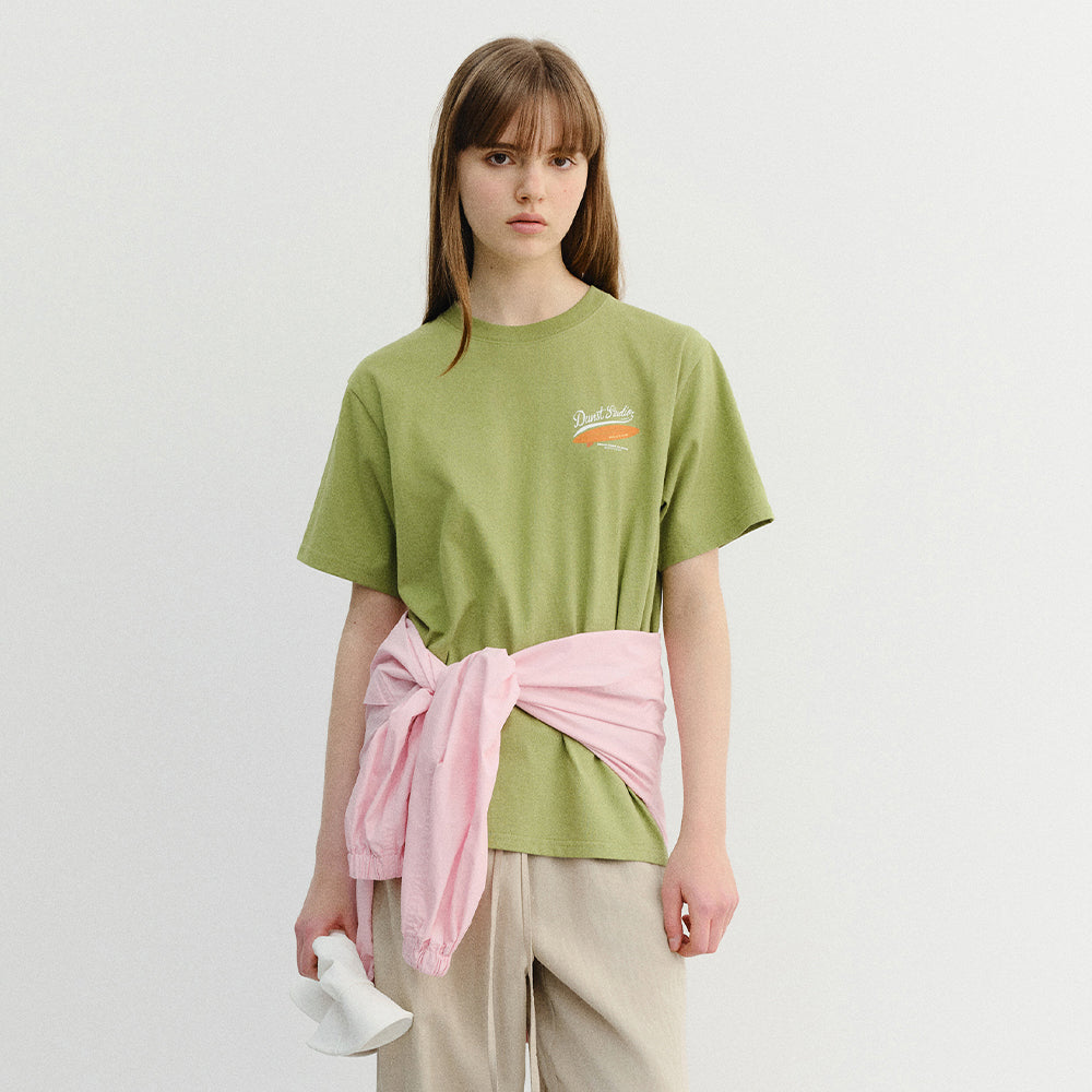 DUNST UNISEX SUMMER HOLIDAY SURF BOARD T-SHIRT OLIVE GREEN_UDTS6B133E1