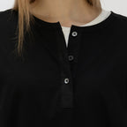 RRACE [2nd reorder] Light Henley Long Sleeve T-Shirt_Black