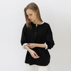 RRACE [2nd reorder] Light Henley Long Sleeve T-Shirt_Black