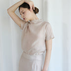 bibyseob Mock neck half blouse beige [T62]