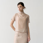bibyseob Mock neck half blouse beige [T62]