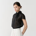 bibyseob High neck scarf half blouse black [T62]