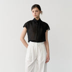 bibyseob High neck scarf half blouse black [T62]