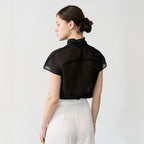 bibyseob High neck scarf half blouse black [T62]