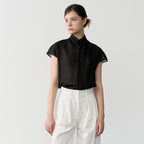 bibyseob High neck scarf half blouse black [T62]