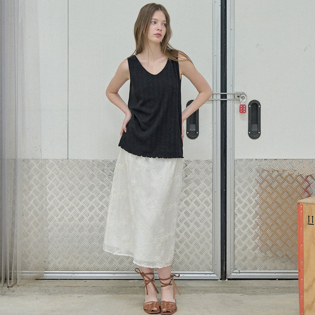AVANT-G Knit Sleeveless Top - BLACK