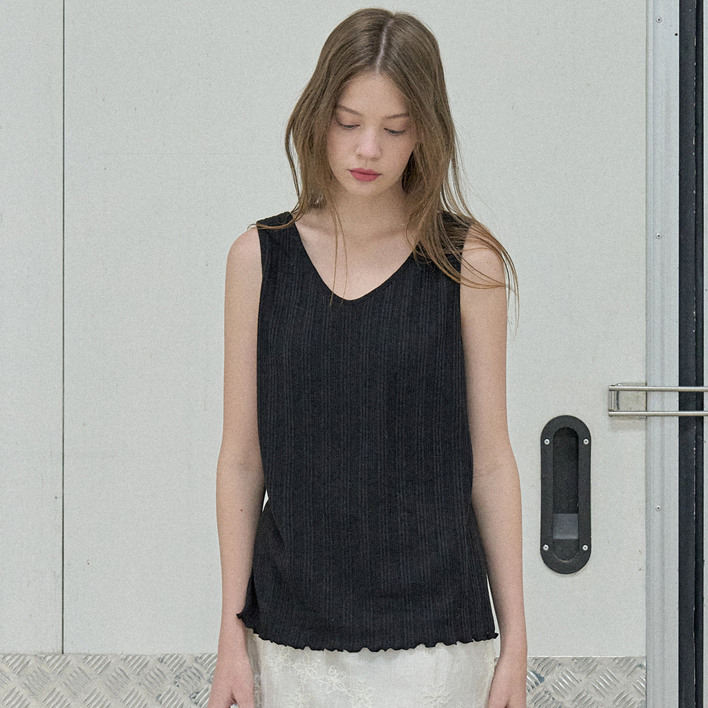AVANT-G Knit Sleeveless Top - BLACK