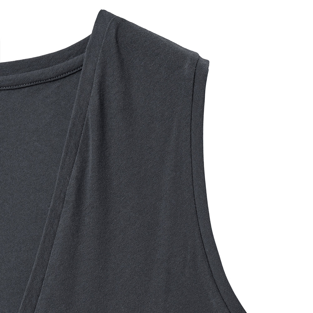 NOIRER FOR WOMEN Cotton Deep V-neck Sleeveless (Charcoal)