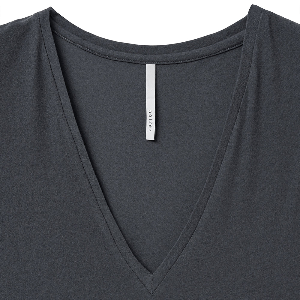 NOIRER FOR WOMEN Cotton Deep V-neck Sleeveless (Charcoal)