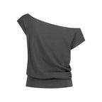 AS YOU ARE Kitsch Dolman Off Shoulder Tee Charcoal