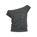 AS YOU ARE Kitsch Dolman Off Shoulder Tee Charcoal