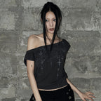 AS YOU ARE Kitsch Dolman Off Shoulder Tee Charcoal