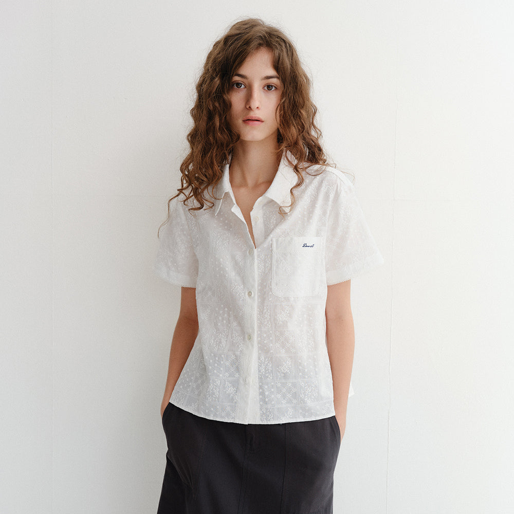 DUNST LACED ORGANIC CRAFTED SHIRT WHITE_UDSH6B221WT