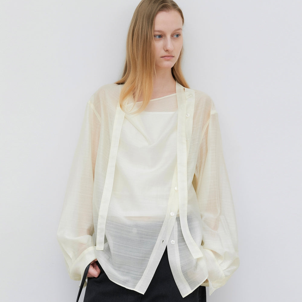 ATELIER NAIN SHEER ASYMMETRIC TIED BLOUSE (BL-4450)