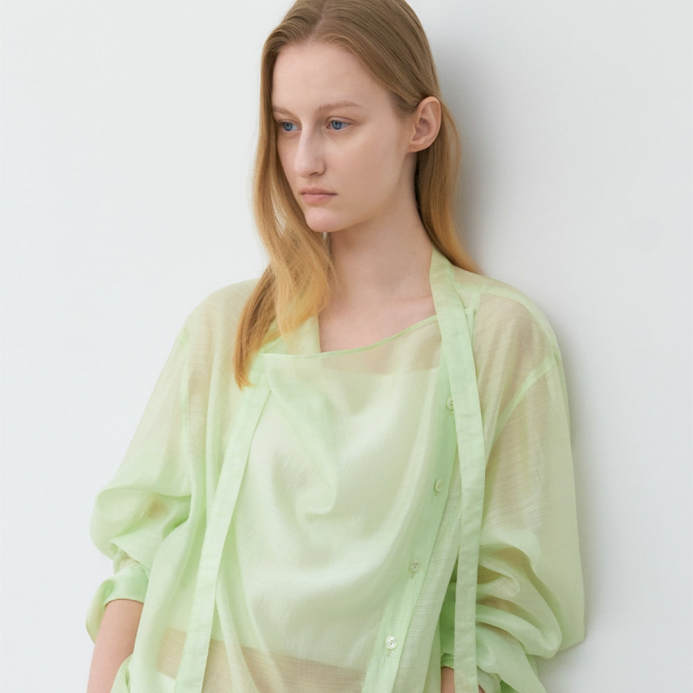 ATELIER NAIN SHEER ASYMMETRIC TIED BLOUSE (BL-4450)