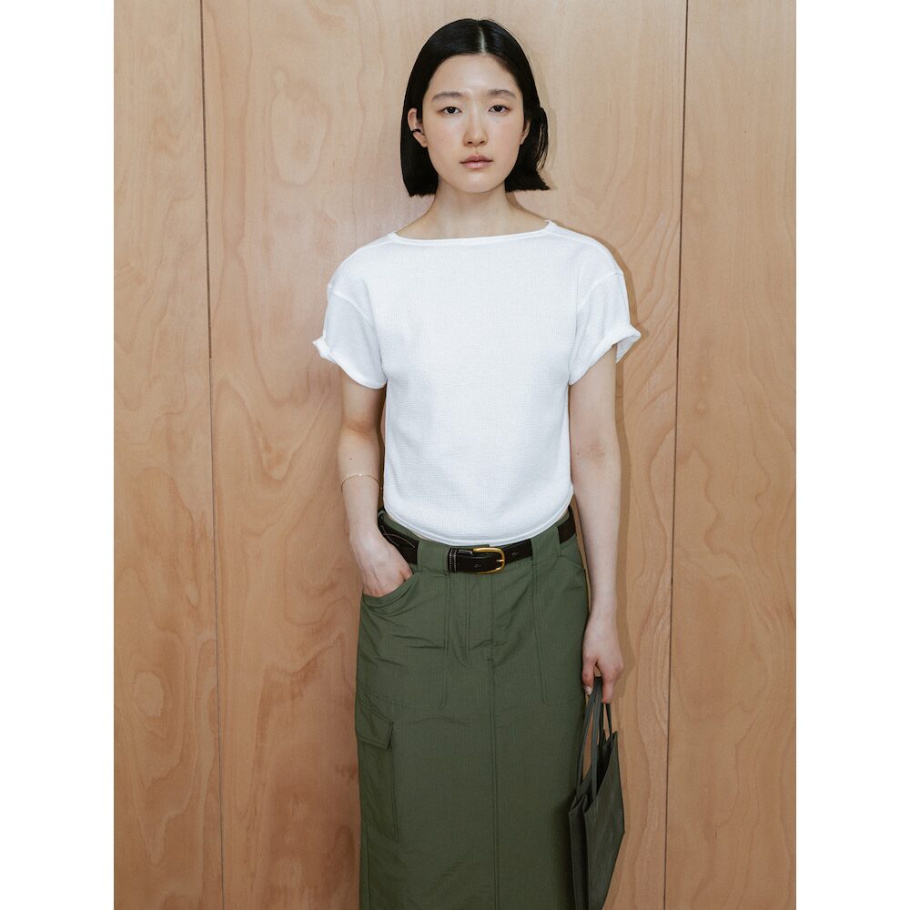 The Aperture 90s Waffle Half Sleeve Top White (TA6742A071)