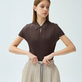 YOYOYOY Mini collar cap sleeve pleated blouse_2colors
