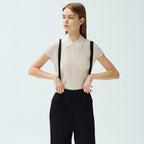 YOYOYOY Mini collar cap sleeve pleated blouse_2colors