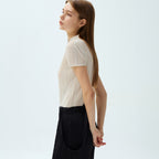 YOYOYOY Mini collar cap sleeve pleated blouse_2colors
