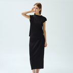 YOYOYOY Satin half-neck drop shoulder pleated blouse_3colors