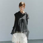 TAGEECHITA TG_Asymmetric chiffon sleeveless blouse_2color