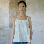 OCTETTE RUFF PINTUCK SLEEVELESS TOP -FLORAL