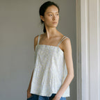 OCTETTE RUFF PINTUCK SLEEVELESS TOP -FLORAL