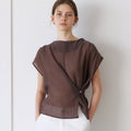 OURCOMOS mock neck wrap blouse (brown) orc 6047