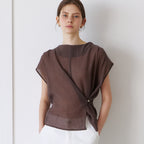OURCOMOS mock neck wrap blouse (brown) orc 6047