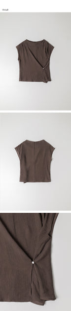 OURCOMOS mock neck wrap blouse (brown) orc 6047