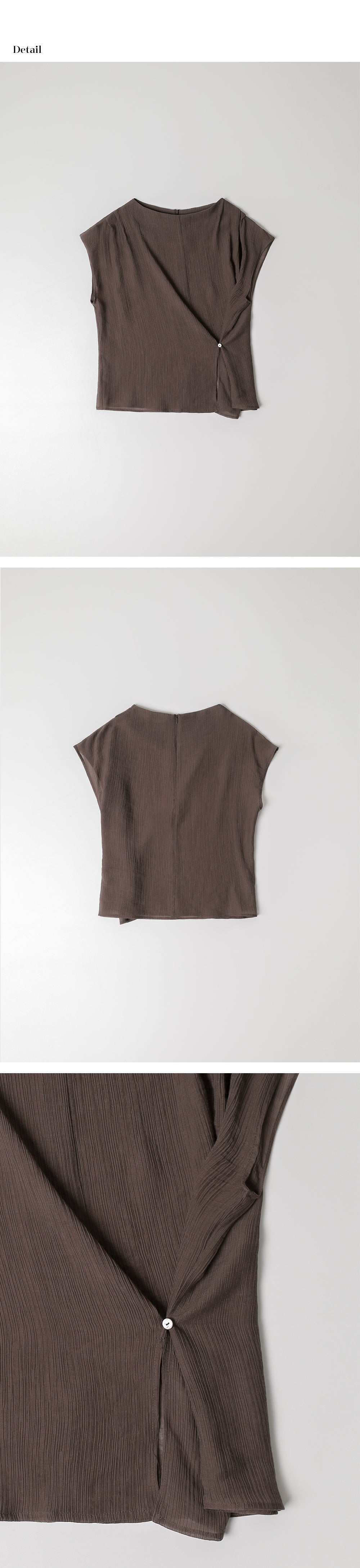 OURCOMOS mock neck wrap blouse (brown) orc 6047