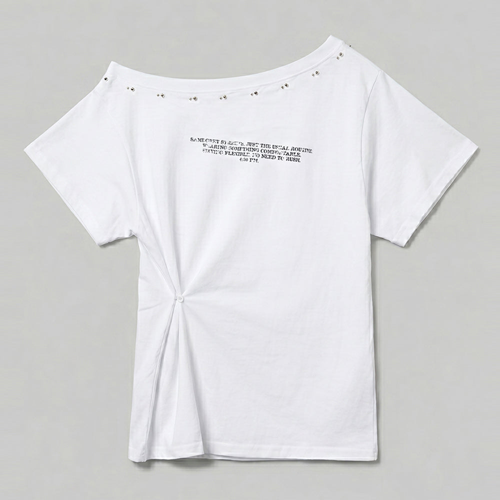 CHICKS Stud lineup graphic one shoulder short sleeve black