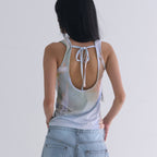 WELLBEING EXPRESS Backless Shirring Sleevelss Green