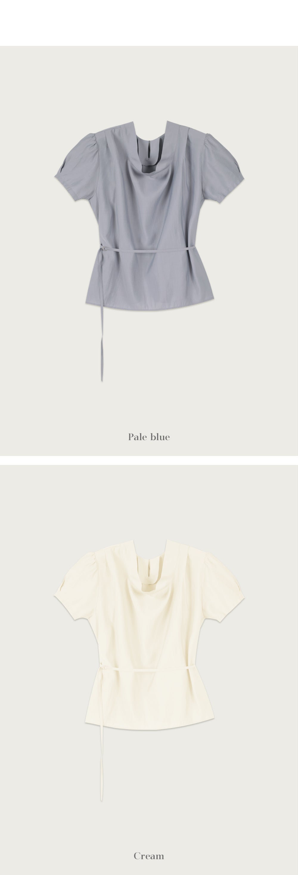 OURCOMOS comos 1408 tie drape neck blouse (pale blue)