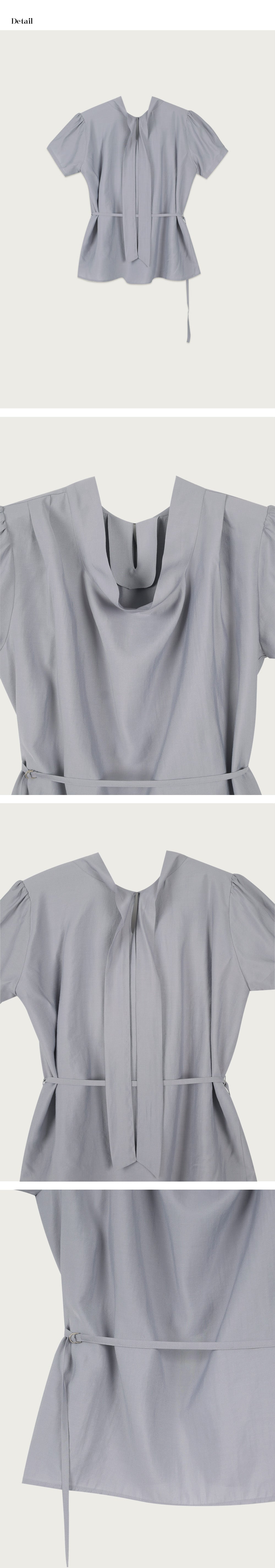 OURCOMOS comos 1408 tie drape neck blouse (pale blue)