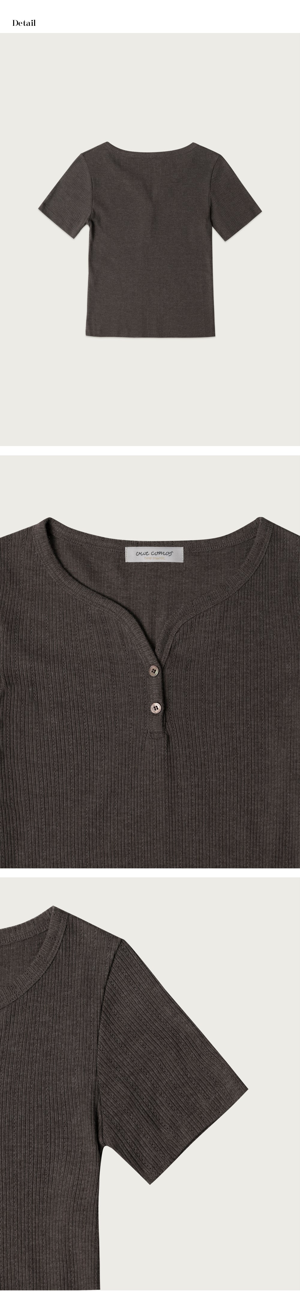 OURCOMOS comos 1421 henly-neck ribbed T-shirt (charcoal brown)