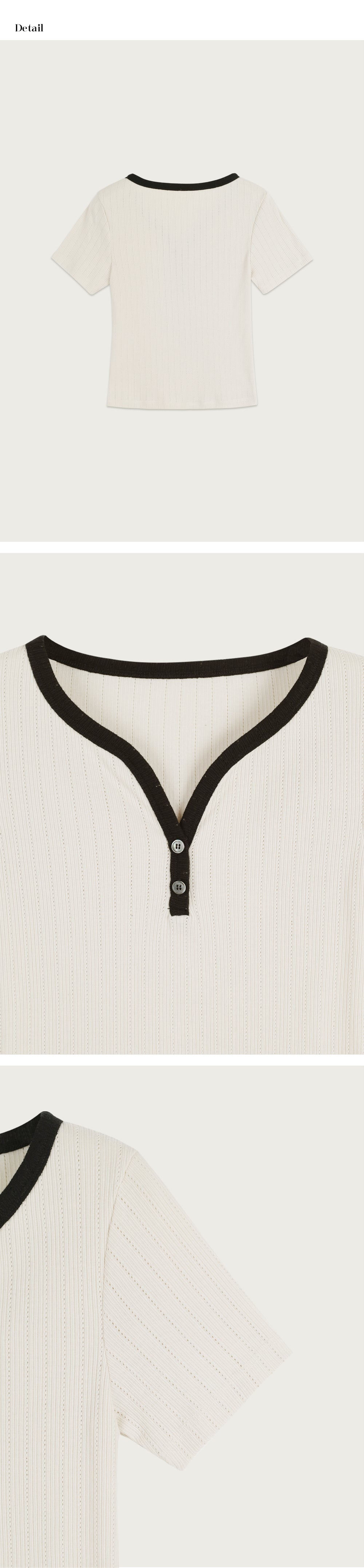 OURCOMOS comos 1421 henly-neck ribbed T-shirt (beige)