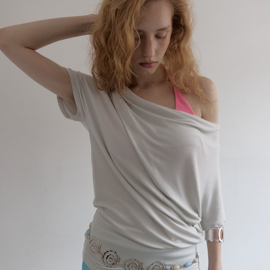 ASURA SOFT COWL T-SHIRT (LIGHT GREY)