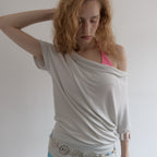 ASURA SOFT COWL T-SHIRT (LIGHT GREY)