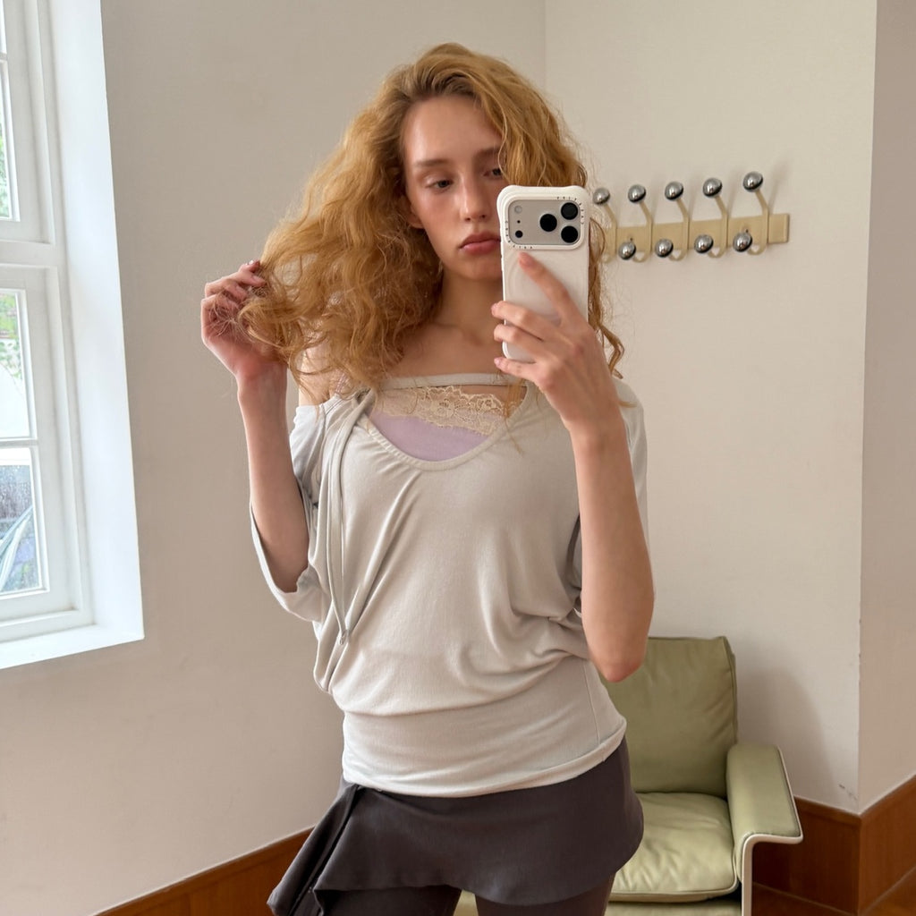 ASURA SOFT COWL T-SHIRT (LIGHT GREY)