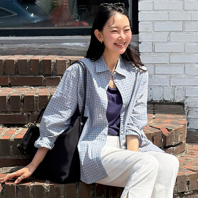 SITP5299 Summer check shirt_Pale blue