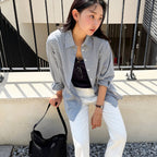 Siyazu SITP5299 Summer check shirt_Pale blue
