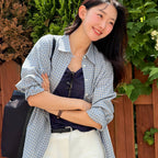 Siyazu SITP5299 Summer check shirt_Pale blue