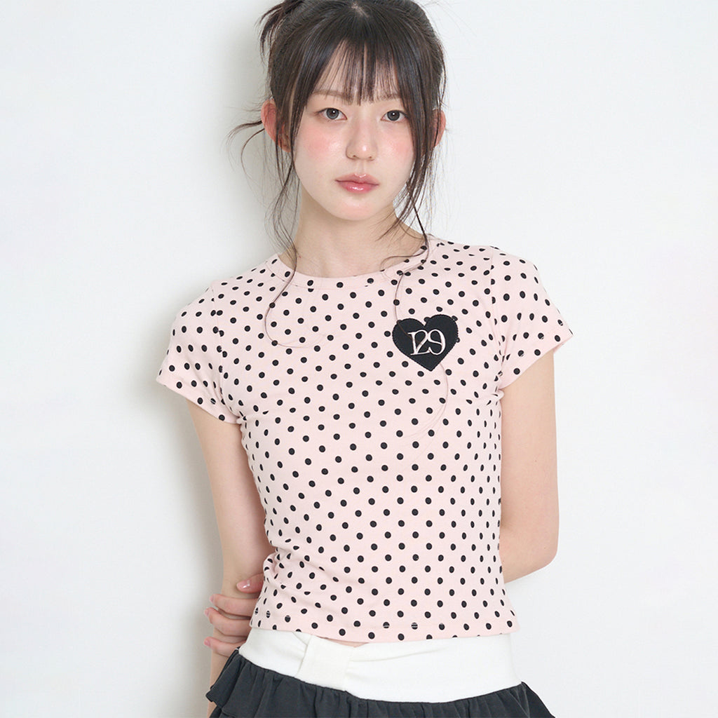 ILLIGO 129 dot fitted t-shirt pink dots
