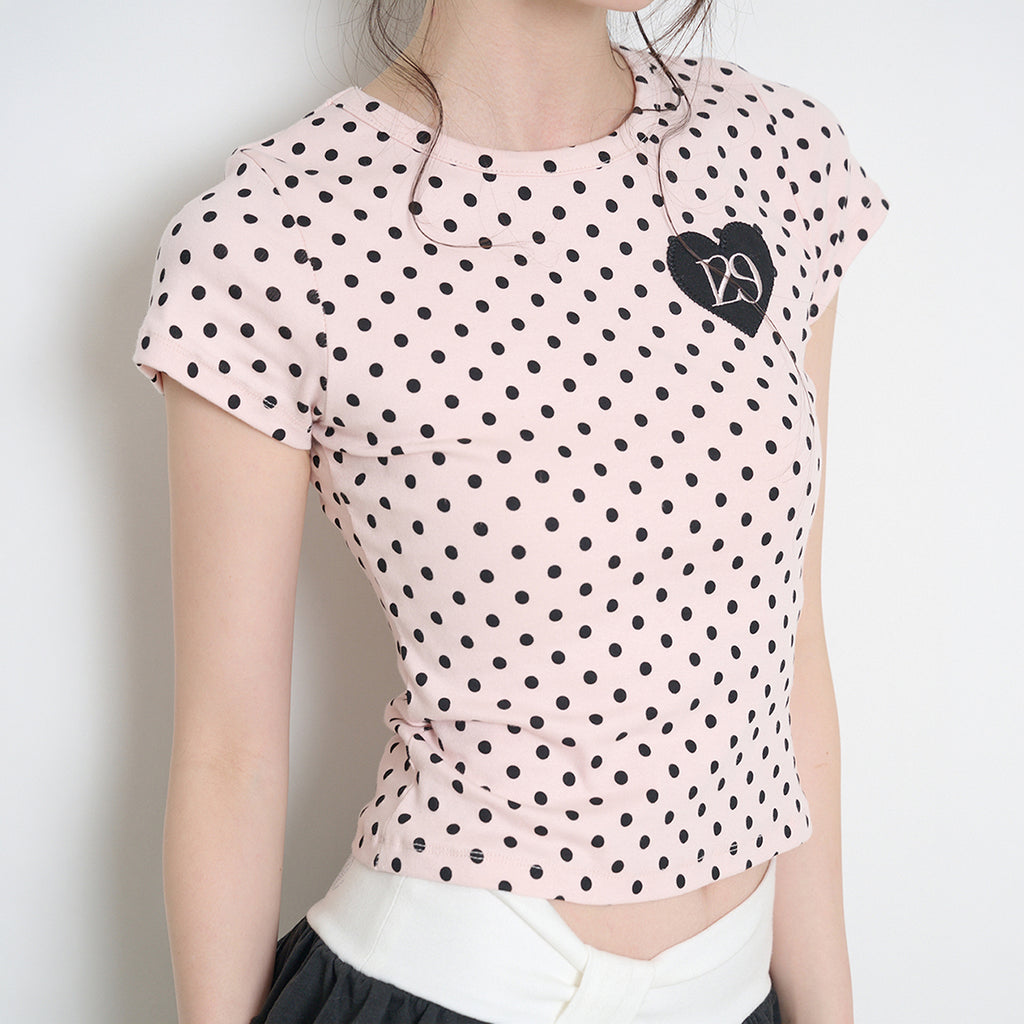 ILLIGO 129 dot fitted t-shirt pink dots