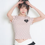 ILLIGO 129 dot fitted t-shirt pink dots